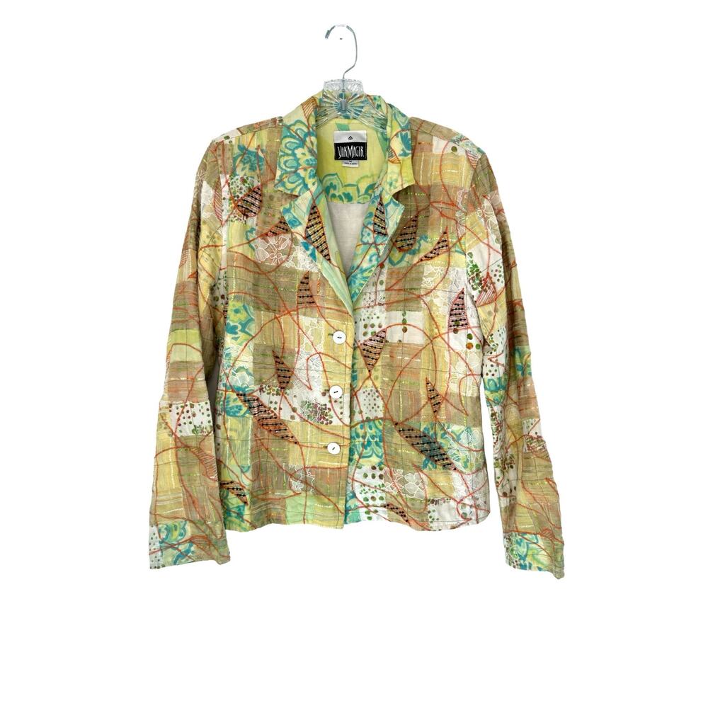 Yak Magik Mixed Media Art‎ to Wear Deco Eclectic Office Career Blazer Medium